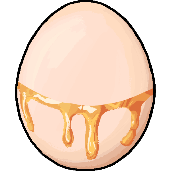 an egg with a dripping gold ring